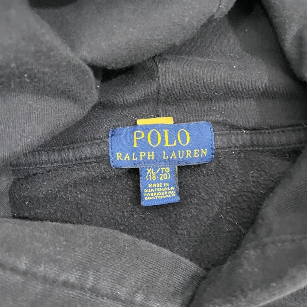 Polo Ralph Lauren Big Pony Fleece Hoodie Kids‎  XL 18-20 Black Pullover